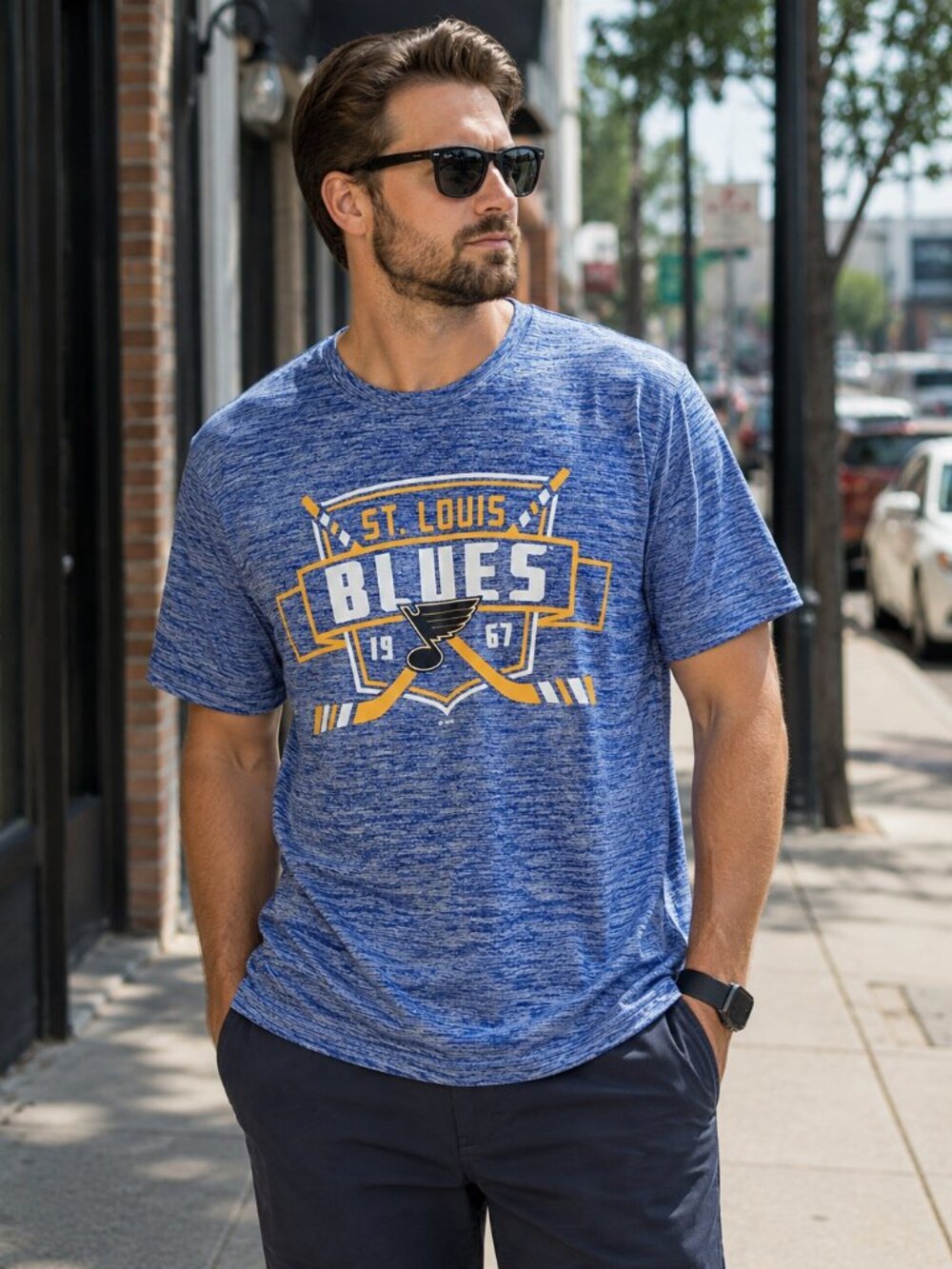 St Louis Blues T‎ Shirt Blue Heather Mens XL NHL Hockey Graphic Tee Streetwear